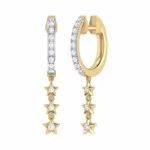 the 3 Star Lane Diamond Hoop Earrings in Gold Vermeil