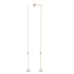 the Silver Long Threader CZ Earrings in rose gold