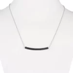 the 925 Sterling Silver Black Tube Necklace on a mannequin