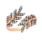 close up photo of the Leaves Wrap-Around Ring in Rose Gold