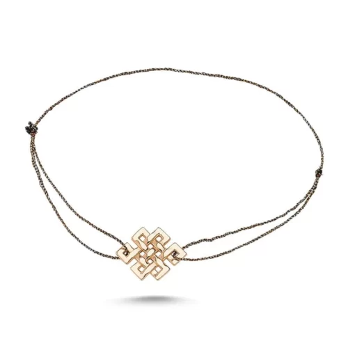 the rose gold version of the Mandala String Bracelet in Silver