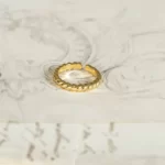 close up photo of the Flavie Women's 18k Gold Plated Wedding Band